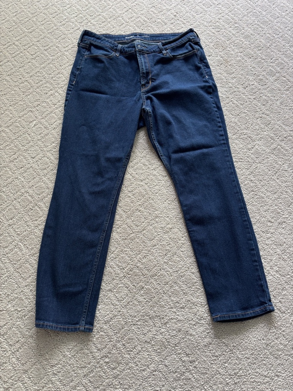 Old Navy Dark Blue High-Rise Wow Petite Straight Jeans